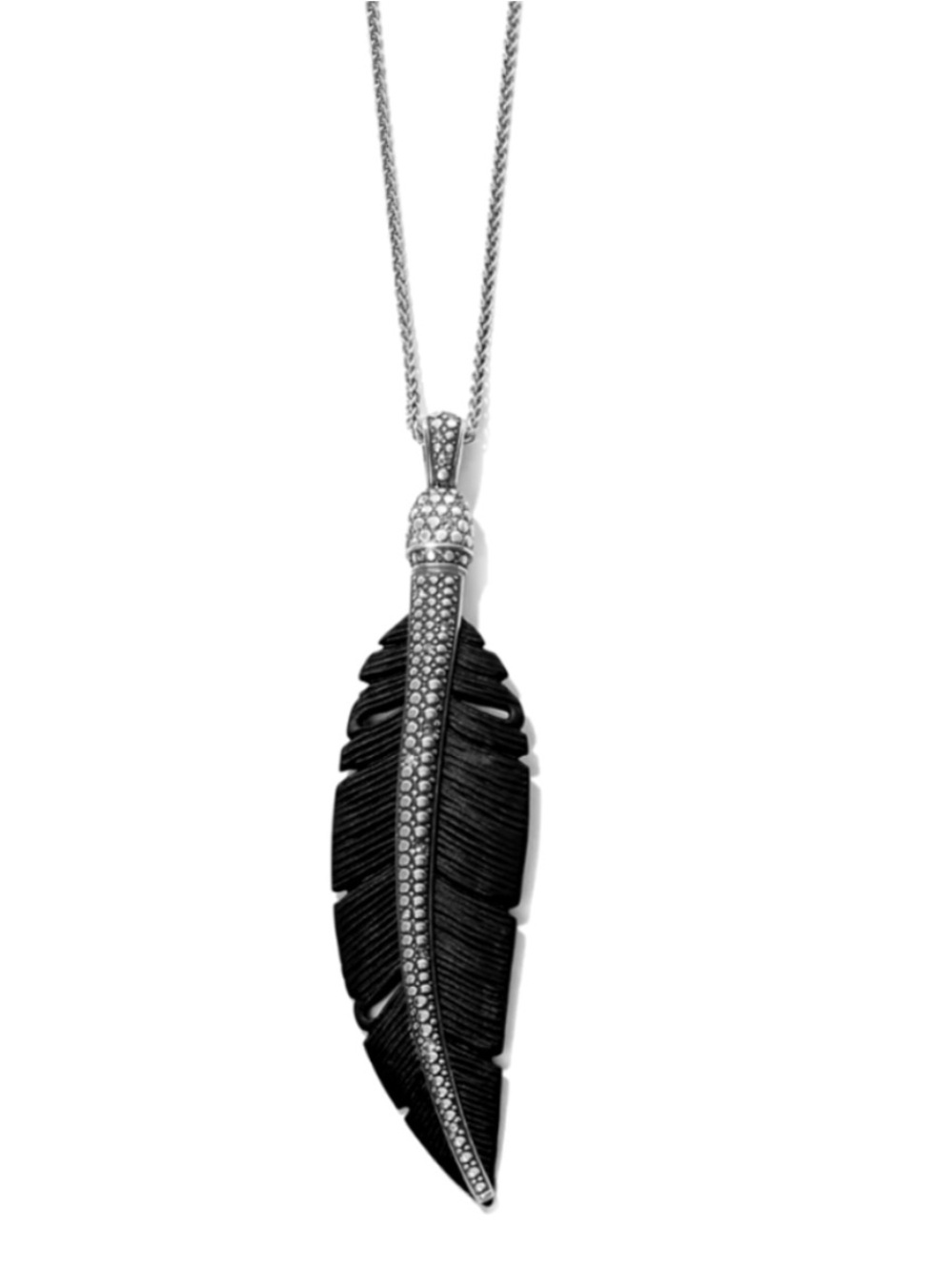 Brighton NWT Free Spirit collection black resin feather necklace